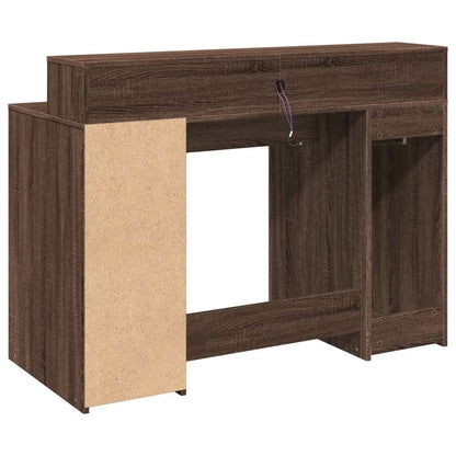 Brown Oak Desk with LED Lights, 120x55x91 cm, Engineered Wood