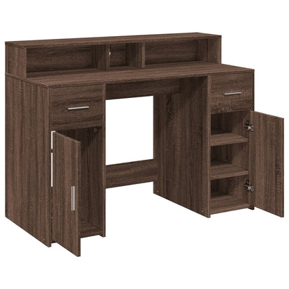 Brown Oak Desk with LED Lights, 120x55x91 cm, Engineered Wood