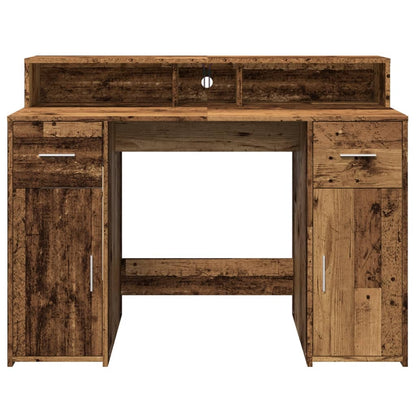 Vintage Engineered Wood Desk with LED Lights, 120x55x91 cm