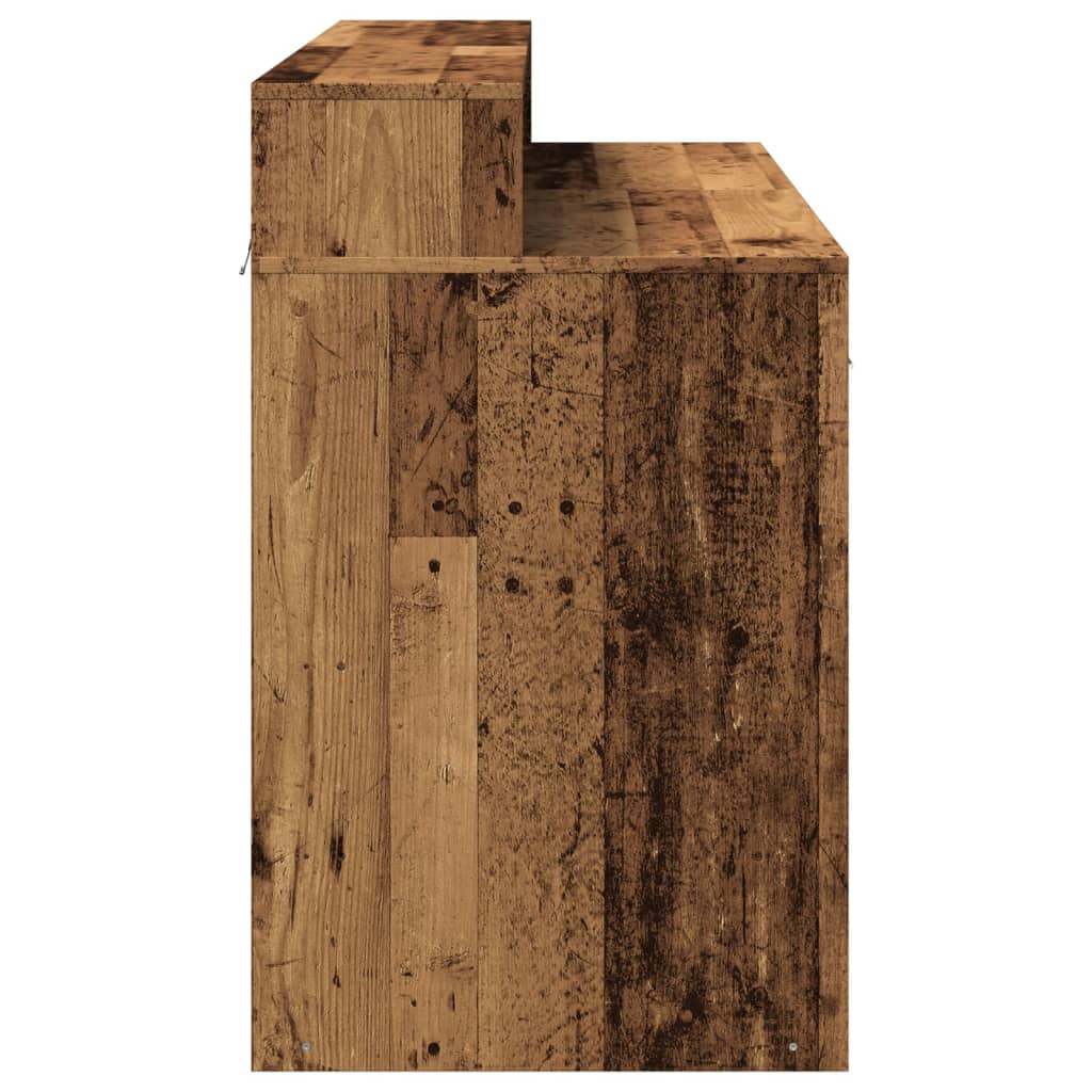 Vintage Engineered Wood Desk with LED Lights, 120x55x91 cm