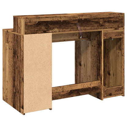 Vintage Engineered Wood Desk with LED Lights, 120x55x91 cm