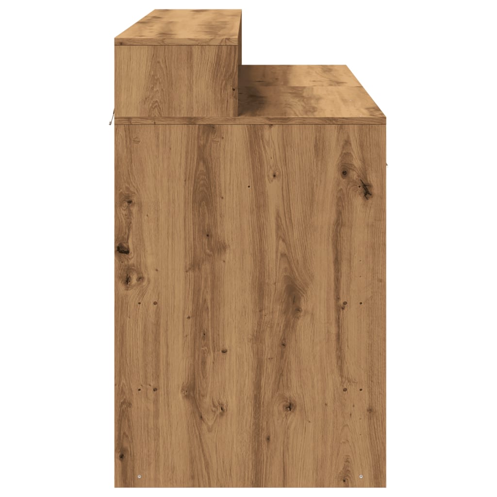 Artisian Oak Desk 120x55x91 cm with LED Lights | Engineered Wood