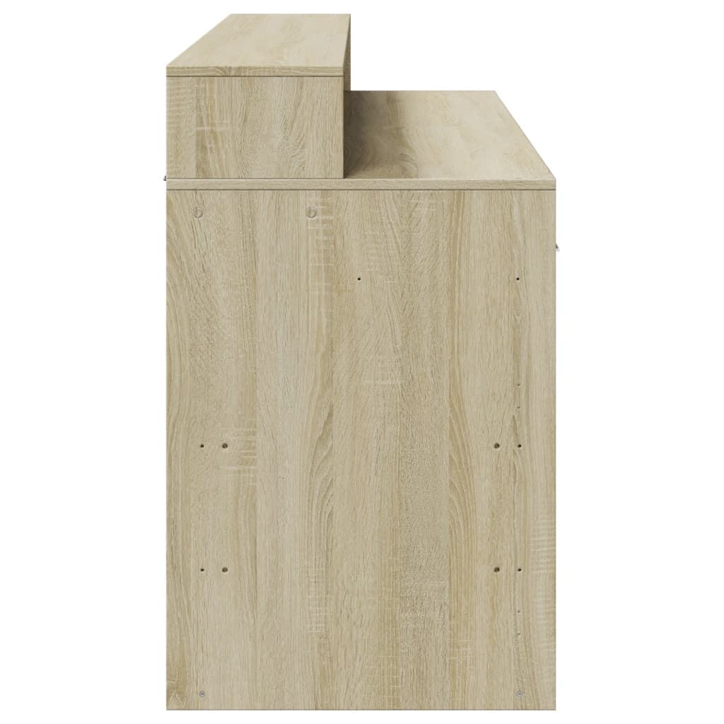 Sonoma Oak Desk 140x55x91cm with LED Lights - Engineered Wood