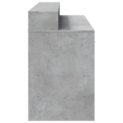 Concrete Grey Desk with LED Lights, Engineered Wood, 140x55x91 cm