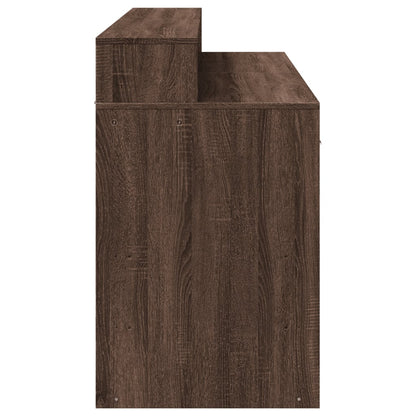 Brown Oak Desk with LED Lights - 140x55x91 cm Engineered Wood
