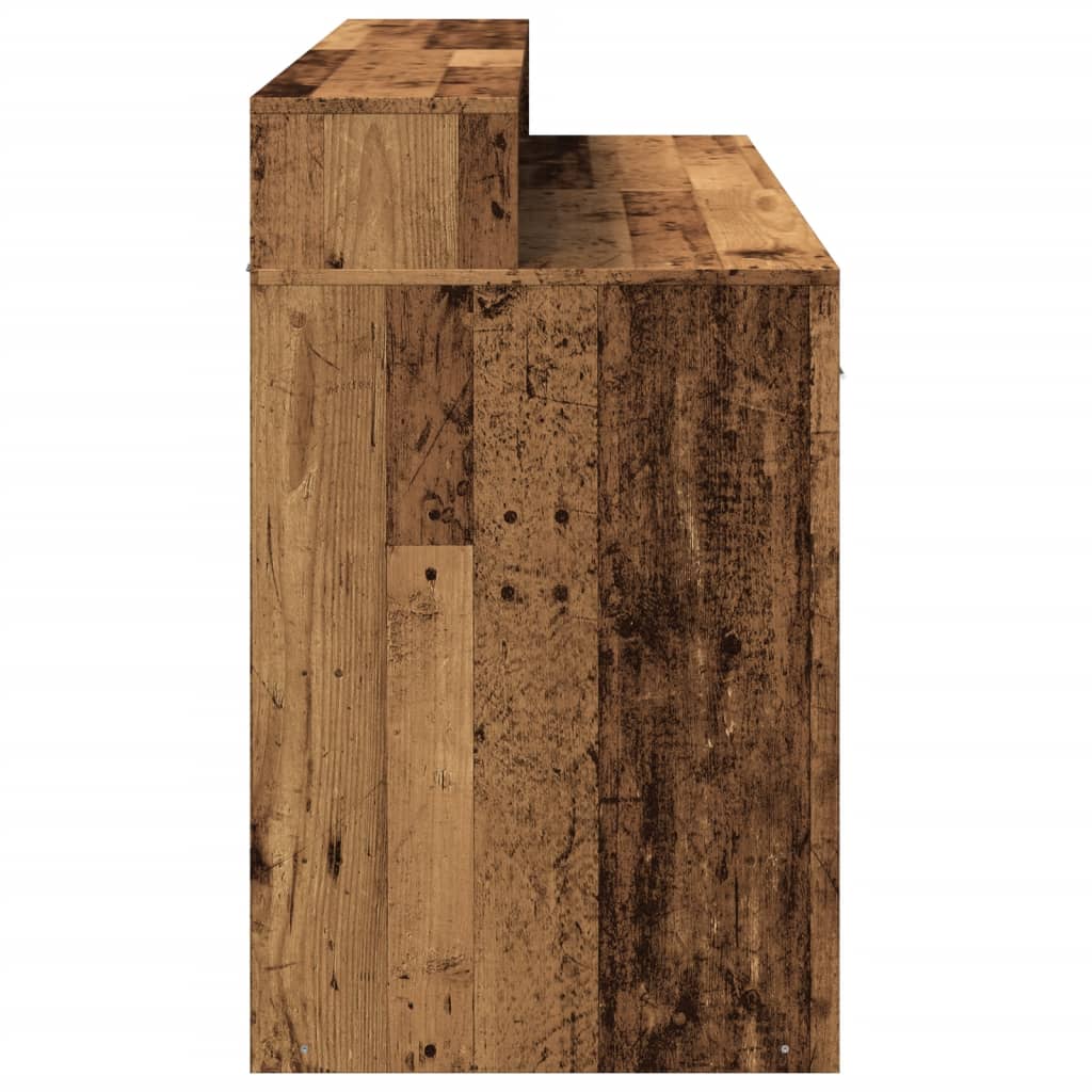 LED-Lit Desk in Rustic Wood Finish, 140x55x91 cm, Engineered Wood