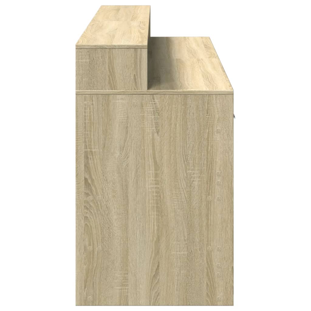Sonoma Oak Desk 160x55x91 cm with LED Lights, Engineered Wood