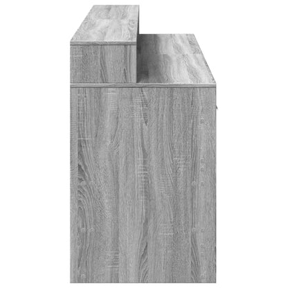 Grey Sonoma Engineered Wood Desk with LED Lights - 160x55x91 cm
