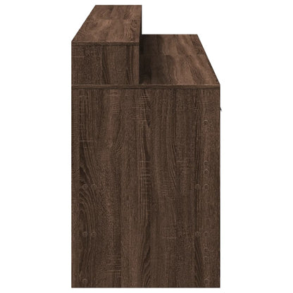 Brown Oak Desk with LED Lights, 160x55x91 cm - Engineered Wood