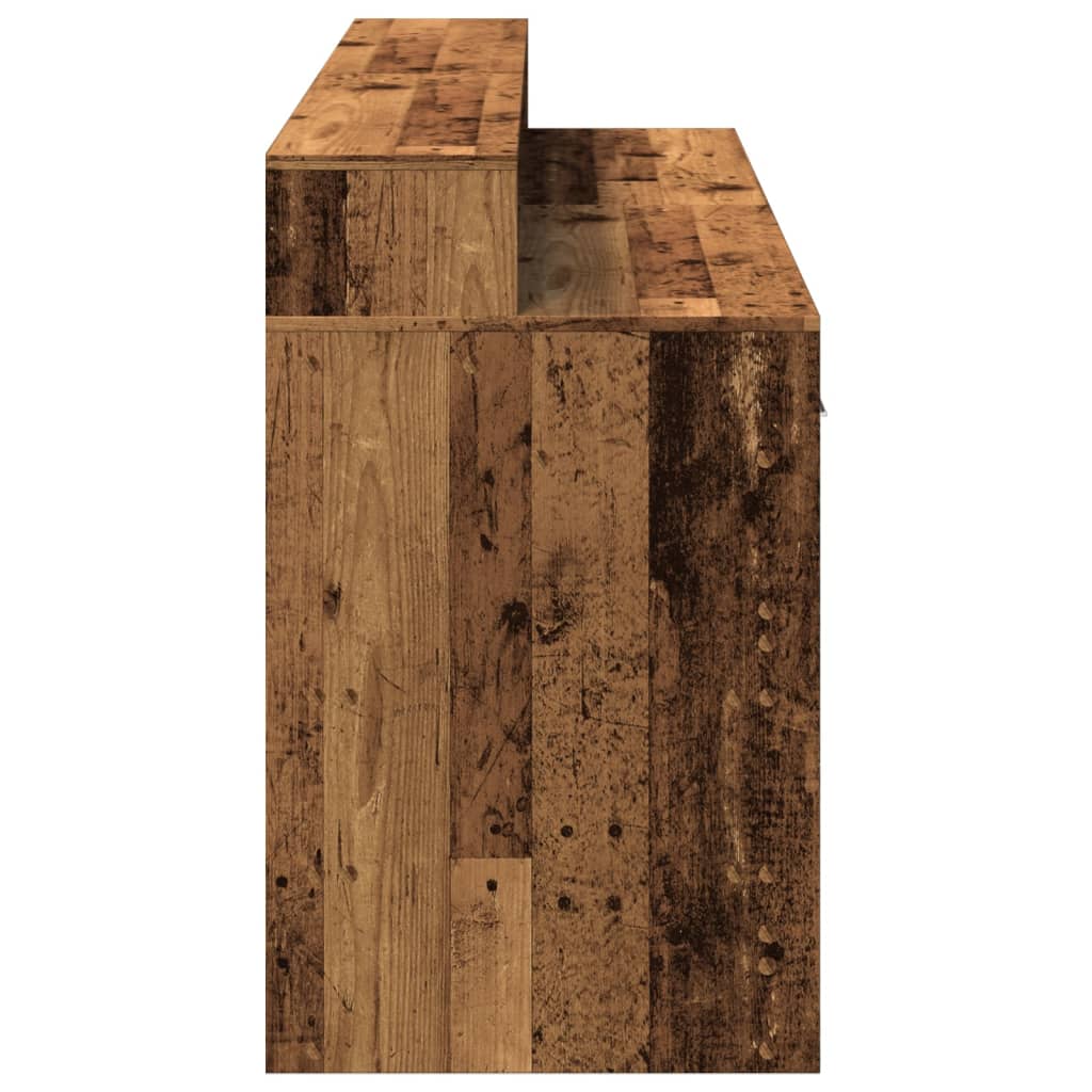 Rustic LED Desk, Old Wood Finish, 160x55x91 cm, Engineered Wood