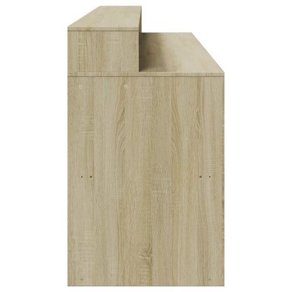 Sonoma Oak Desk 200cm with LED Lights - Engineered Wood