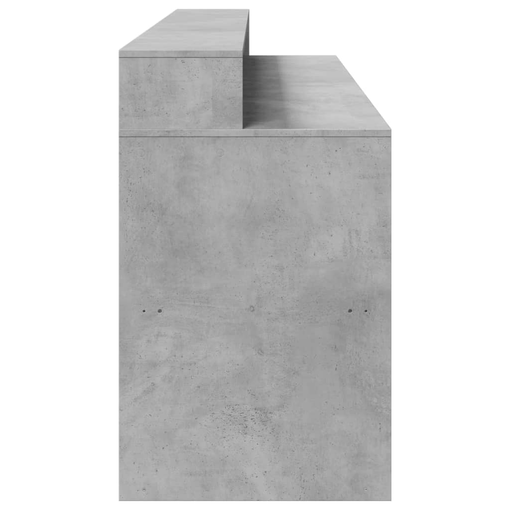 Concrete Grey Desk with LED Lights, 200x55x91 cm, Engineered Wood