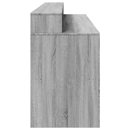 Grey Sonoma Engineered Wood Desk with LED Lights, 200x55x91 cm