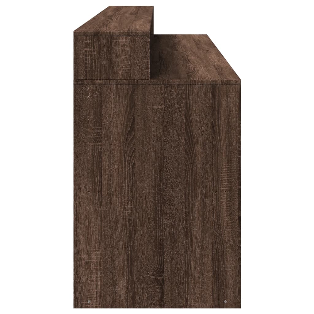 Brown Oak Desk with LED Lights, Engineered Wood, 200x55x91 cm