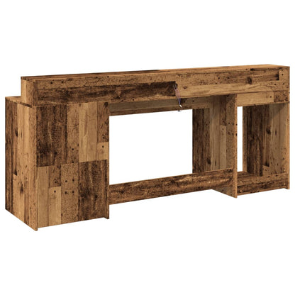 Vintage LED Desk, Old Wood Finish, 200x55x91cm Engineered Wood