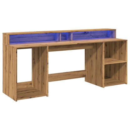 Artisian Oak LED Desk 200x55x91 cm - Engineered Wood