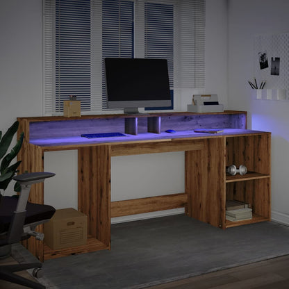 Artisian Oak LED Desk 200x55x91 cm - Engineered Wood