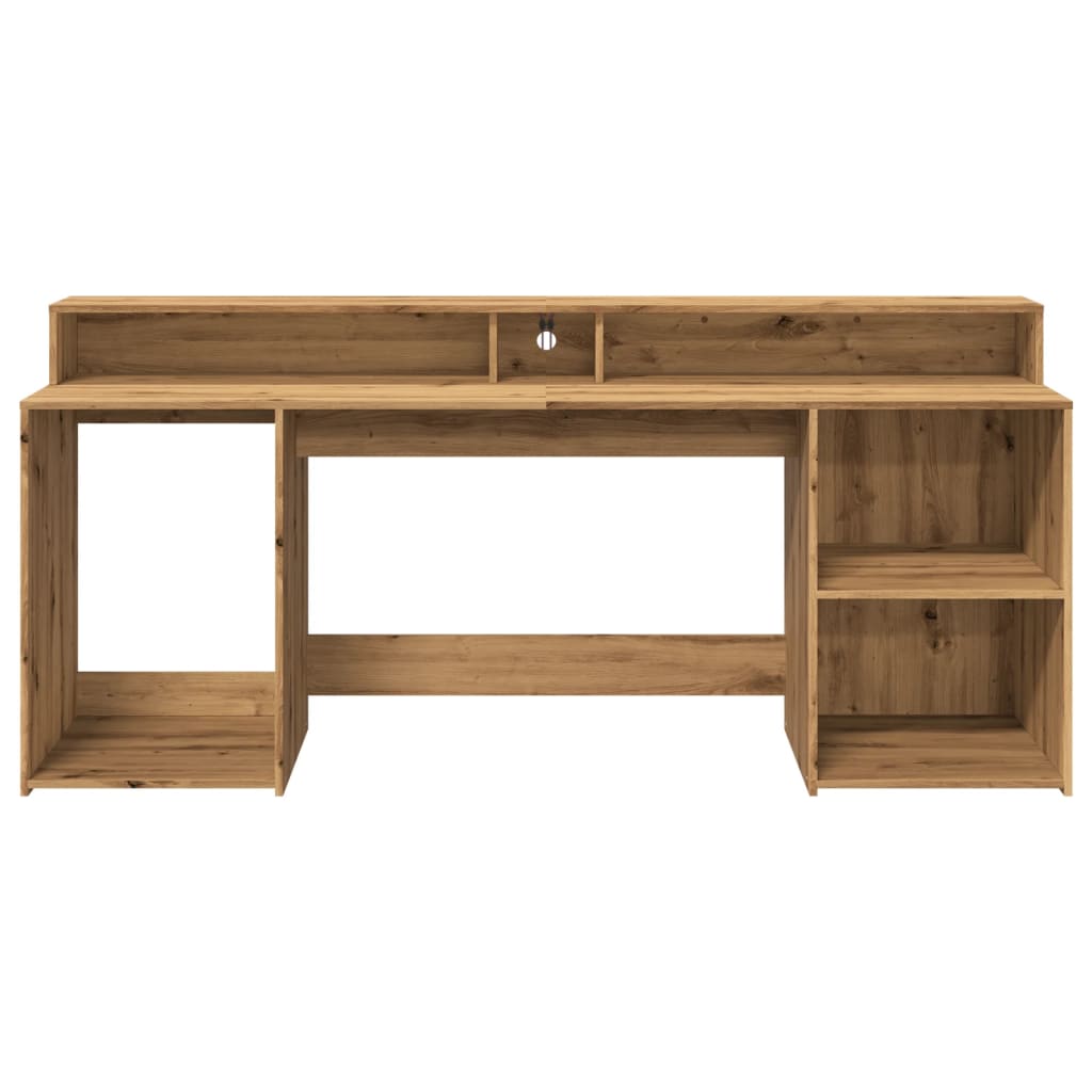 Artisian Oak LED Desk 200x55x91 cm - Engineered Wood