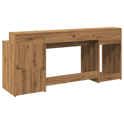 Artisian Oak LED Desk 200x55x91 cm - Engineered Wood