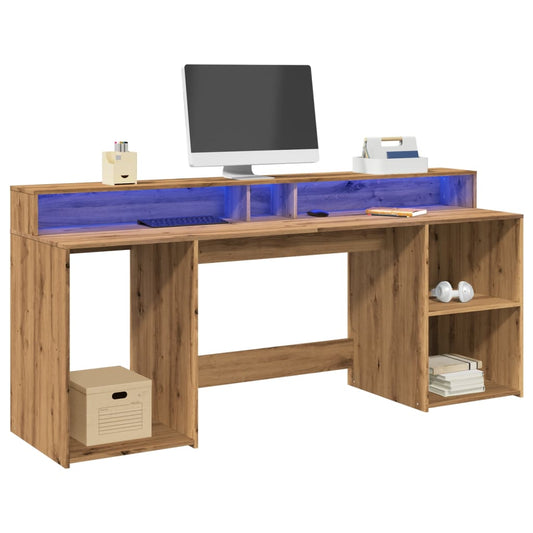 Artisian Oak LED Desk 200x55x91 cm - Engineered Wood