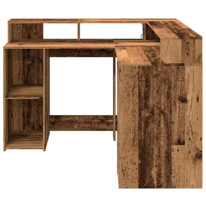 Vintage LED Desk 130cm - Old Wood Finish, Engineered Wood