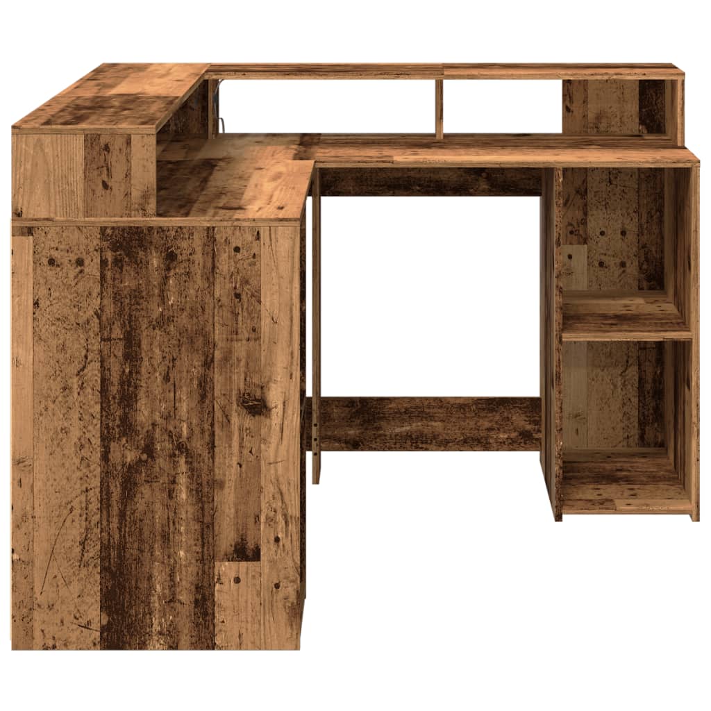 Vintage LED Desk 130cm - Old Wood Finish, Engineered Wood