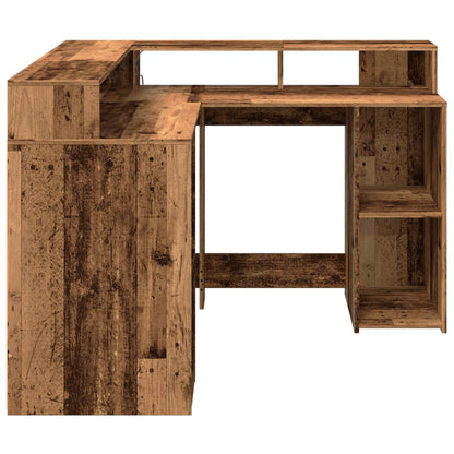 Vintage LED Desk 130cm - Old Wood Finish, Engineered Wood