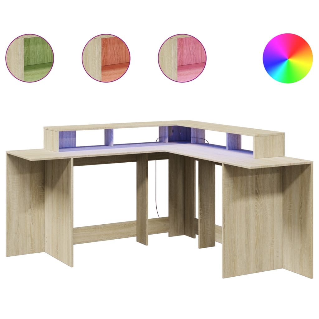 Sonoma Oak LED Desk 152x152x91 cm, Engineered Wood