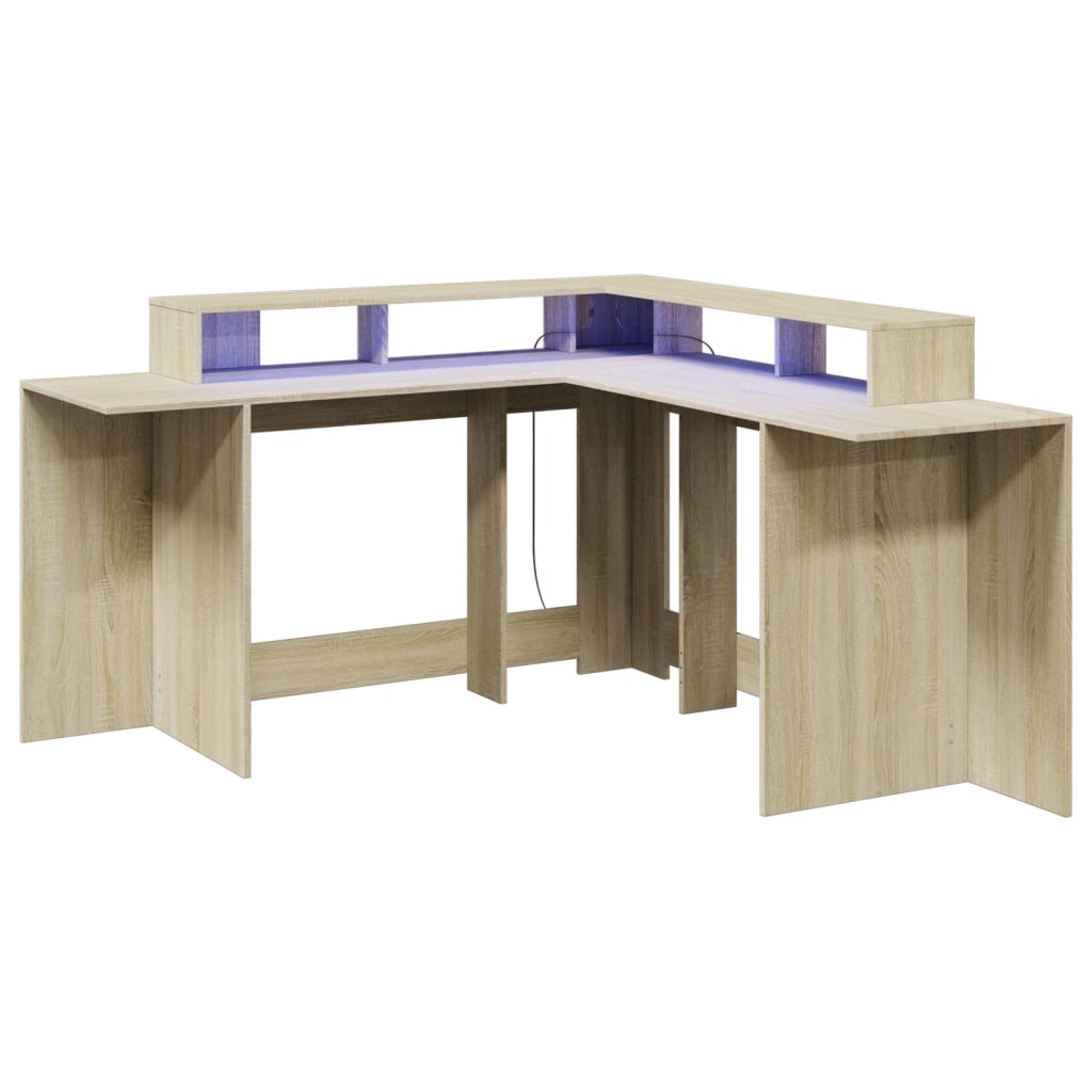 Sonoma Oak LED Desk 152x152x91 cm, Engineered Wood
