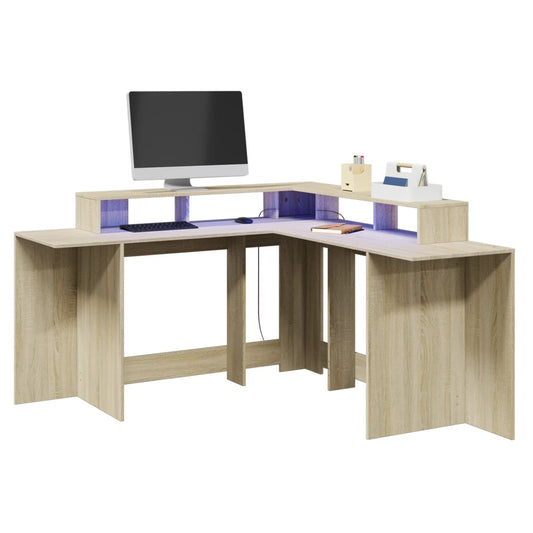 Sonoma Oak LED Desk 152x152x91 cm, Engineered Wood