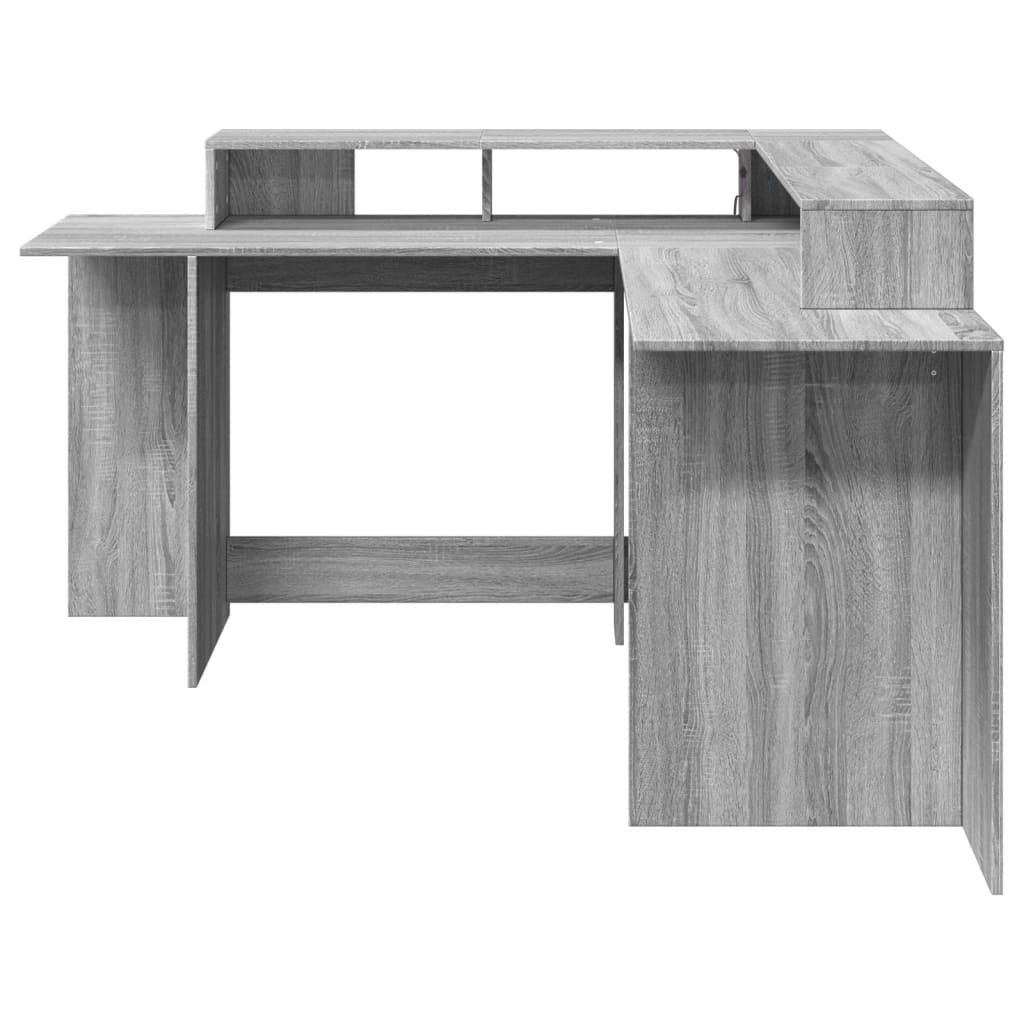 Grey Sonoma LED Desk, 152x152x91cm - Engineered Wood
