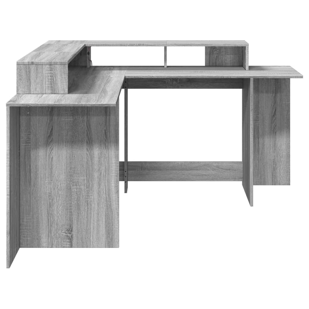 Grey Sonoma LED Desk, 152x152x91cm - Engineered Wood
