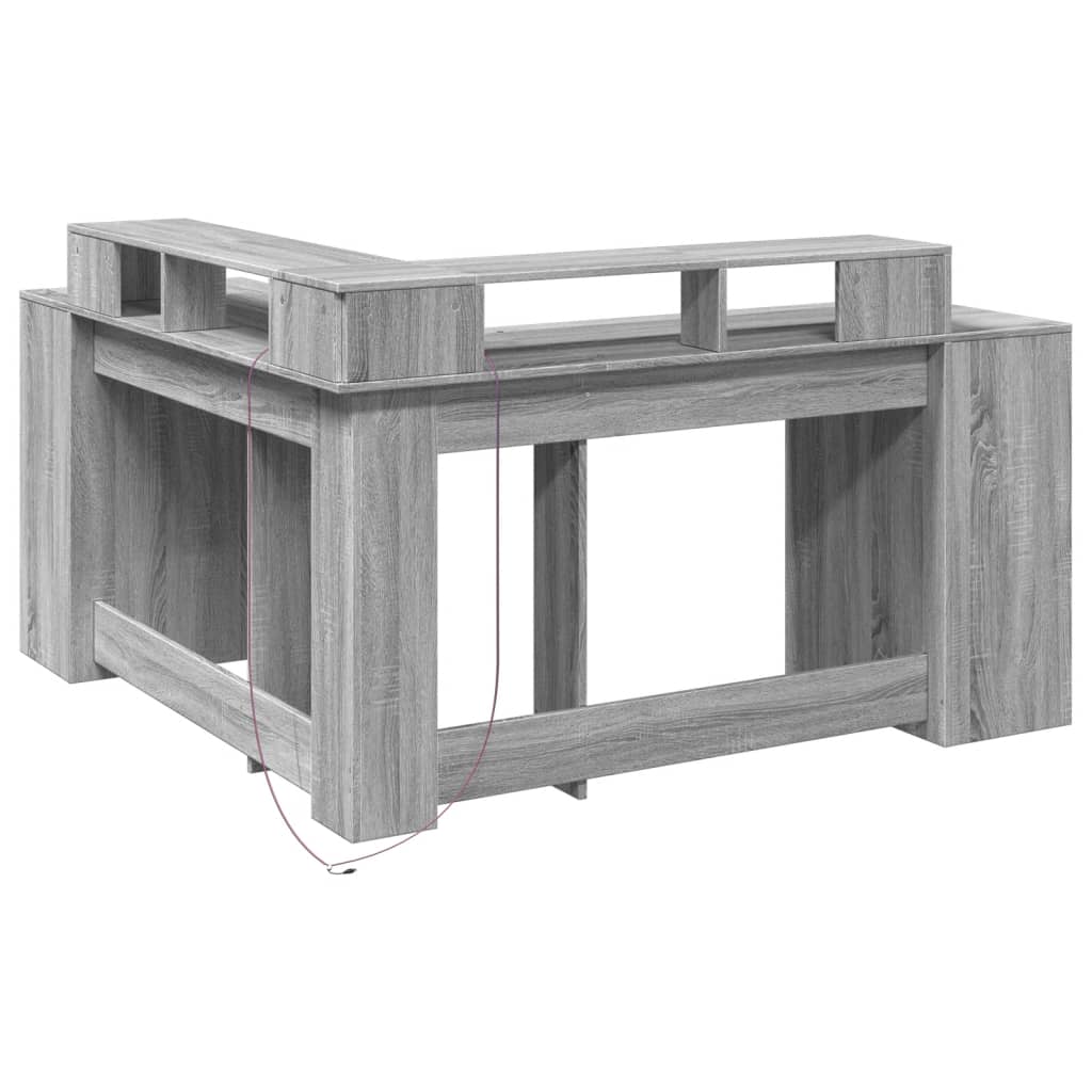 Grey Sonoma LED Desk, 152x152x91cm - Engineered Wood