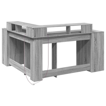 Grey Sonoma LED Desk, 152x152x91cm - Engineered Wood