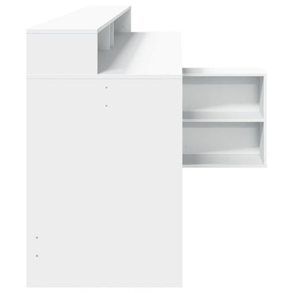 White Engineered Wood Desk with LED Lights - 200x104x91 cm