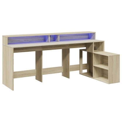 Sonoma Oak LED Desk, Engineered Wood, 200x104x91 cm