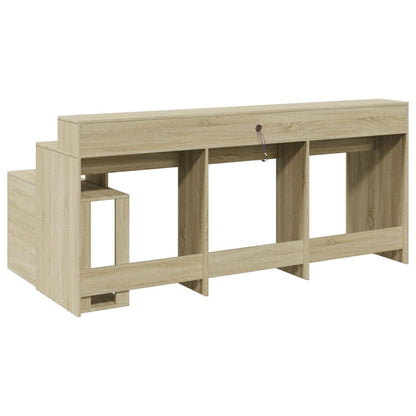 Sonoma Oak LED Desk, Engineered Wood, 200x104x91 cm