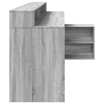 Grey Sonoma Engineered Wood Desk with LED Lights - 200x104x91 cm
