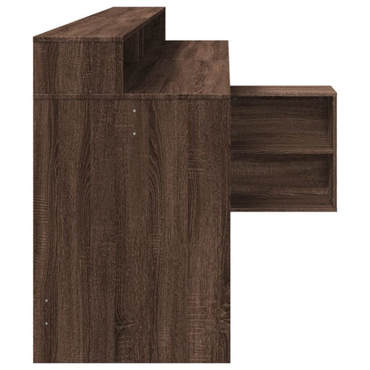 Brown Oak Desk w/ LED Lights, Engineered Wood, 200x104x91 cm