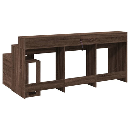 Brown Oak Desk w/ LED Lights, Engineered Wood, 200x104x91 cm