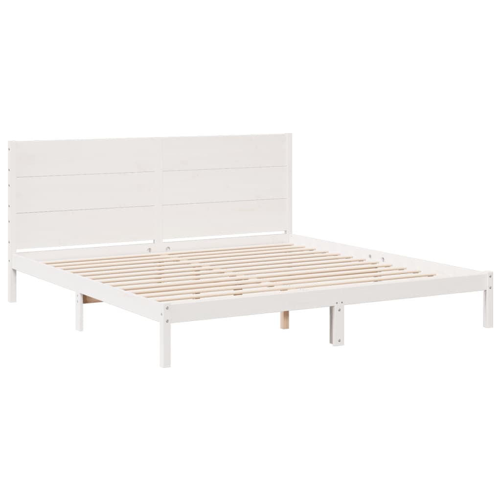 Extra Long Bed Frame without Mattress White 200x220 cm Solid Wood