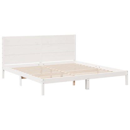Extra Long Bed Frame without Mattress White 200x220 cm Solid Wood