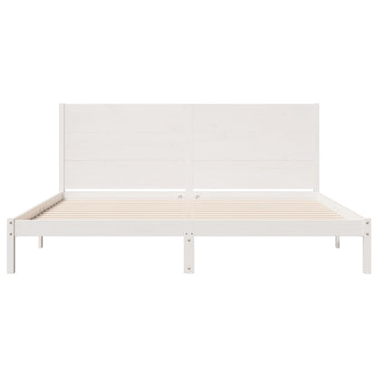 Extra Long Bed Frame without Mattress White 200x220 cm Solid Wood