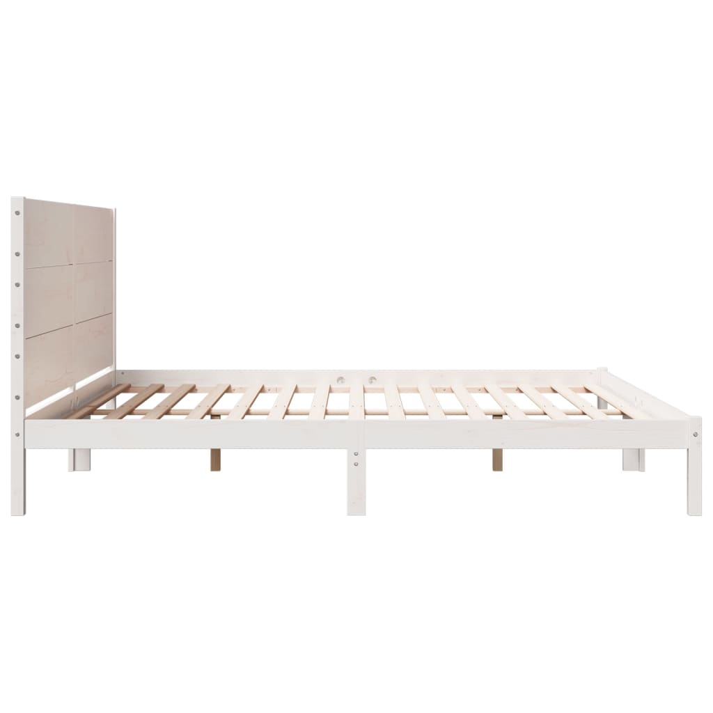 Extra Long Bed Frame without Mattress White 200x220 cm Solid Wood