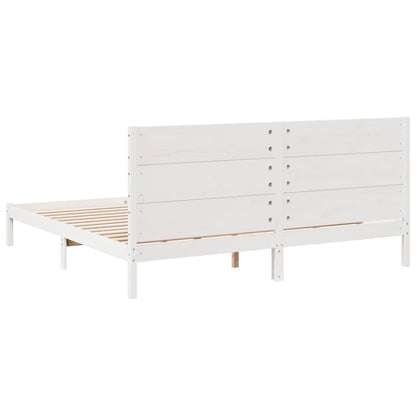 Extra Long Bed Frame without Mattress White 200x220 cm Solid Wood