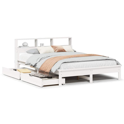 Bookcase Bed without Mattress White 120x200 cm Solid Wood Pine