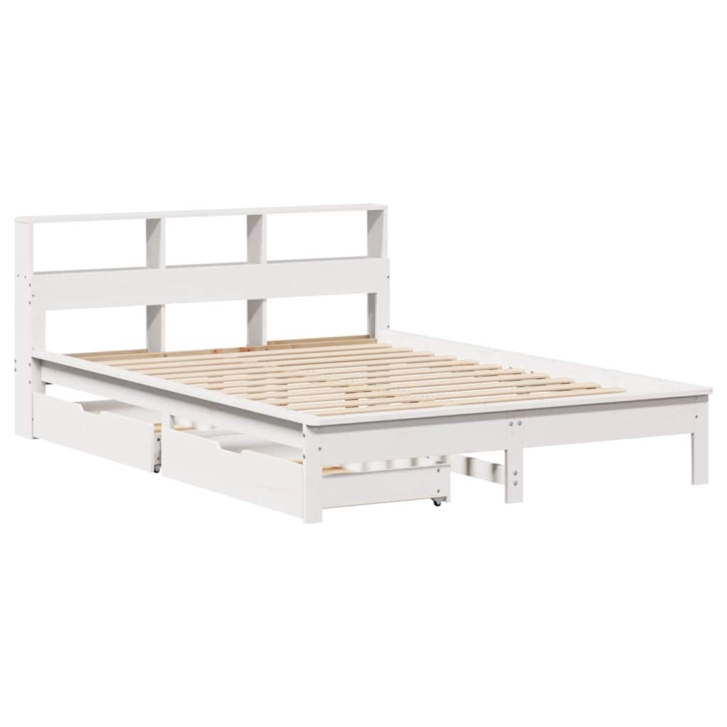 Bookcase Bed without Mattress White 120x200 cm Solid Wood Pine
