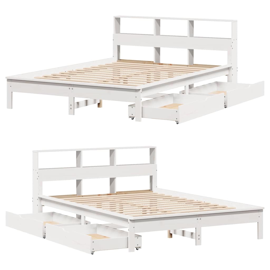 Bookcase Bed without Mattress White 120x200 cm Solid Wood Pine