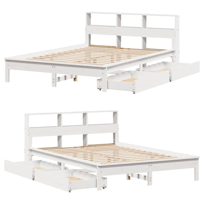 Bookcase Bed without Mattress White 120x200 cm Solid Wood Pine