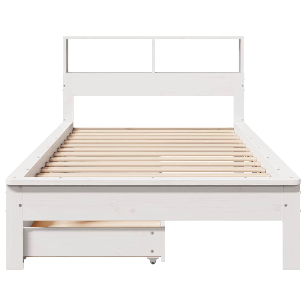Bookcase Bed without Mattress White 90x200 cm Solid Wood Pine